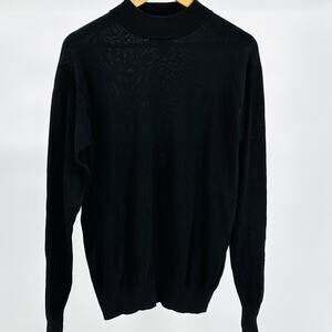 Vintage 90s Kevoman Black 2-Ply 100% Silk Minimalist Mock Neck Sweater
